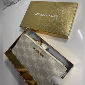 Michael Kors Beige and Silver Wallet